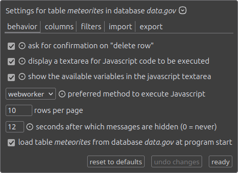 behavior settings