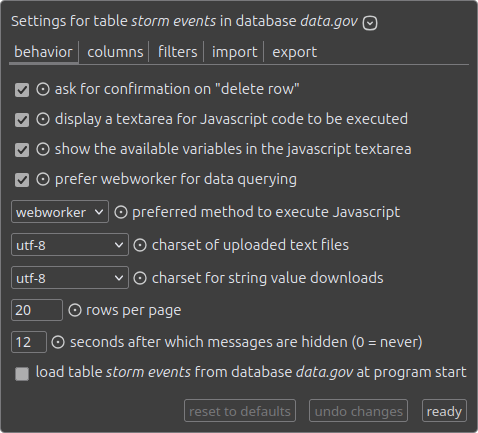 behavior settings