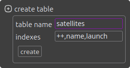database tools create table
