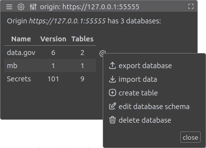 database tools menu